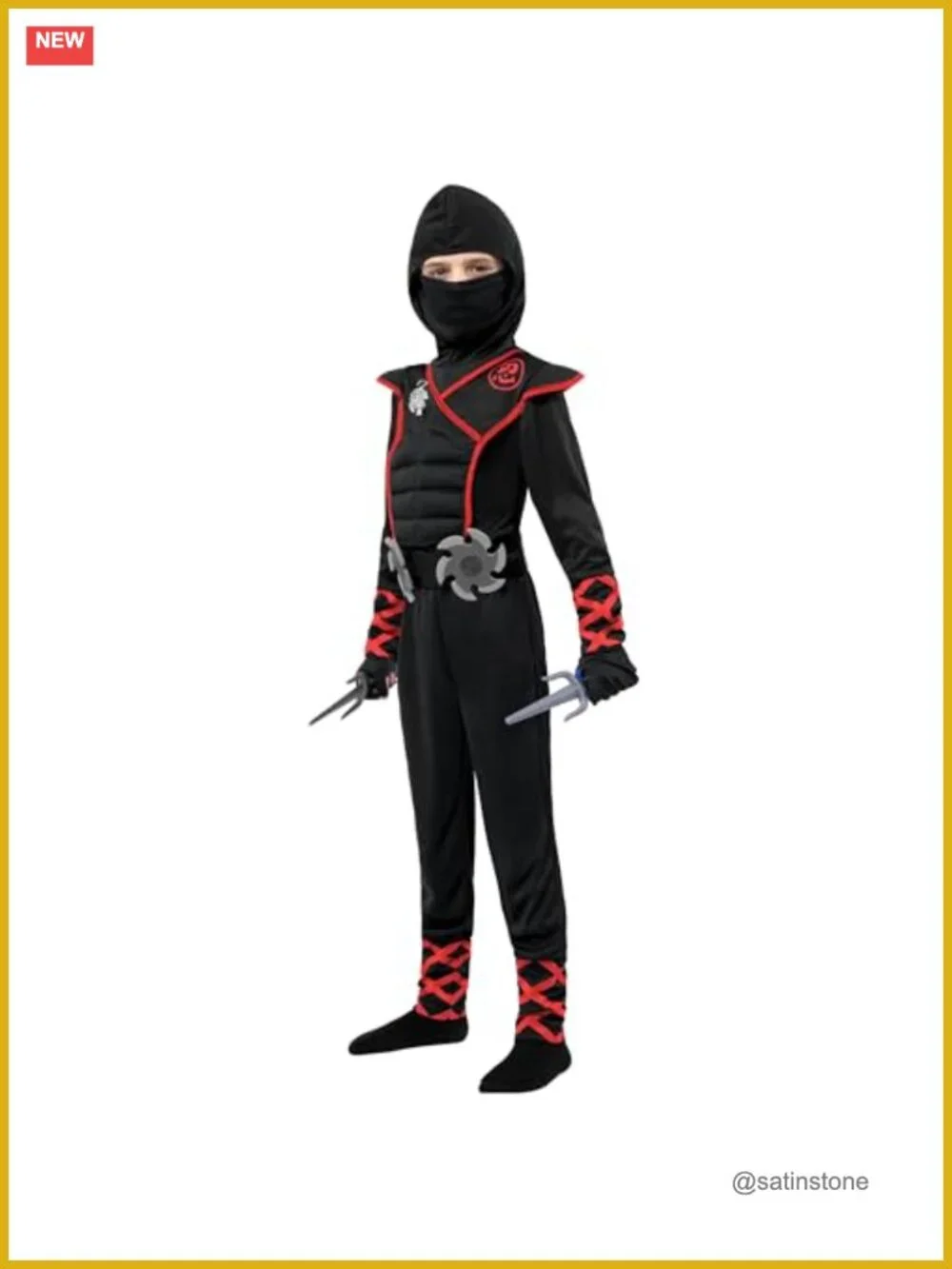 Kids Halloween Ninja Costume Set with Accessories - Boys Girls Dress Up